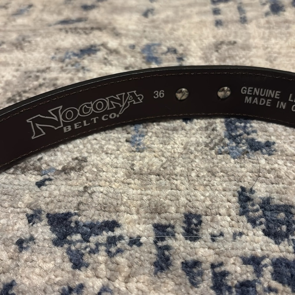 Nocona Brown Leather Belt with Silver oval conchos - Picture 2 of 6
